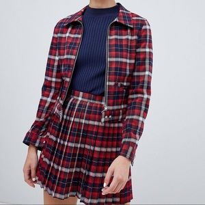 Monki Pleated Check Skirt (Part of matching set)